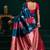 Teal soft banarasi silk blend zari weaving saree with blouse piece