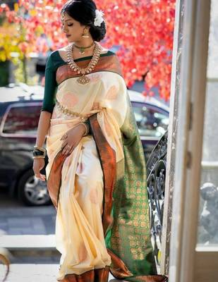 Woven design zari art silk kanjeevaram saree 1