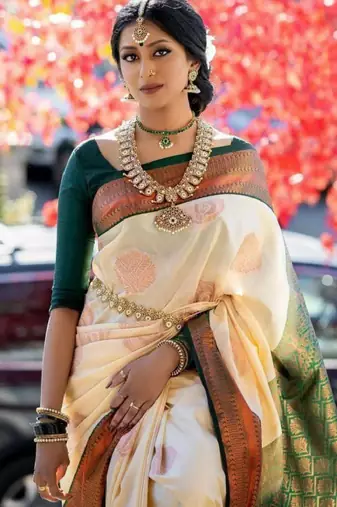 Woven design zari art silk kanjeevaram saree