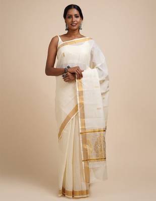 Zari cotton kasavu saree 1