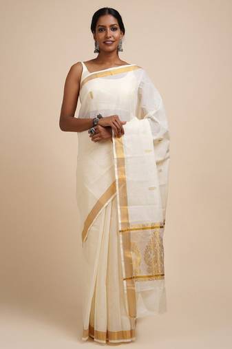 Zari cotton kasavu saree