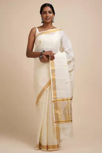 Zari cotton kasavu saree