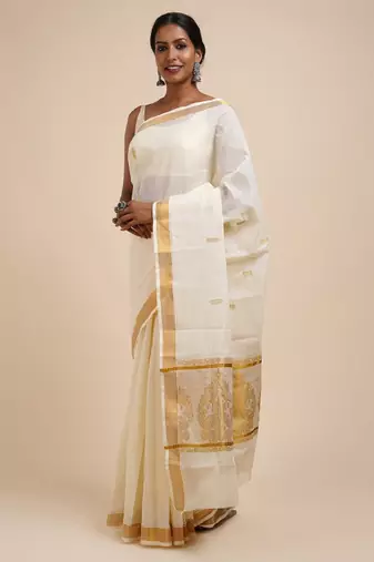 Zari cotton kasavu saree