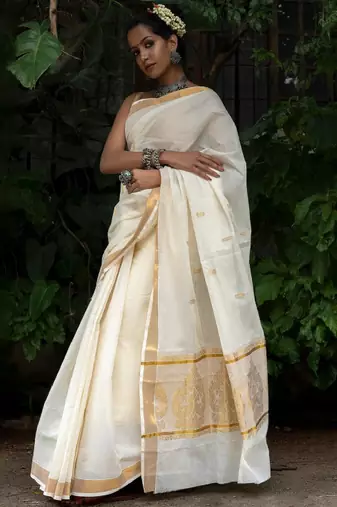 Zari cotton kasavu saree