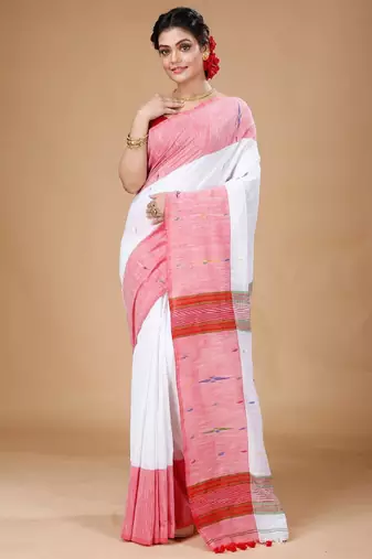 Woven design pure cotton khadi saree