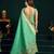 Sea green cotton blend saree with floral meenakari pallu and gold zari border