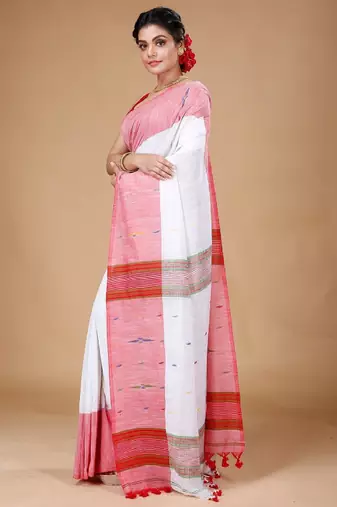 Woven design pure cotton khadi saree