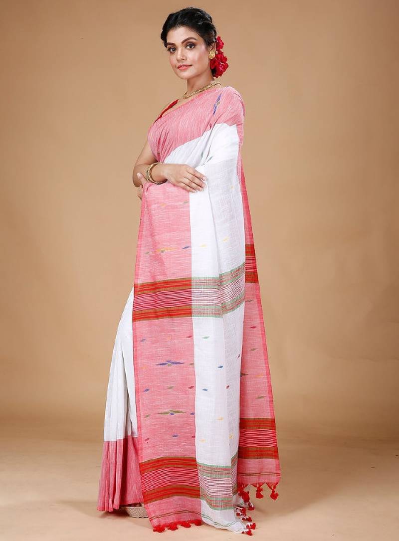 Woven design pure cotton khadi saree