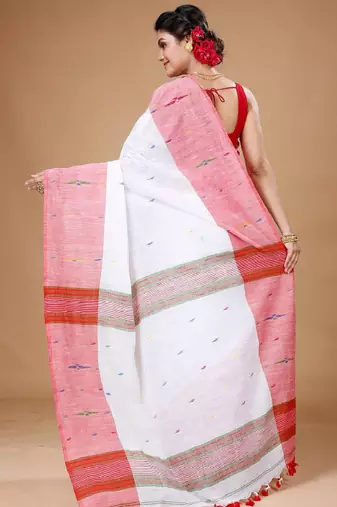 Woven design pure cotton khadi saree