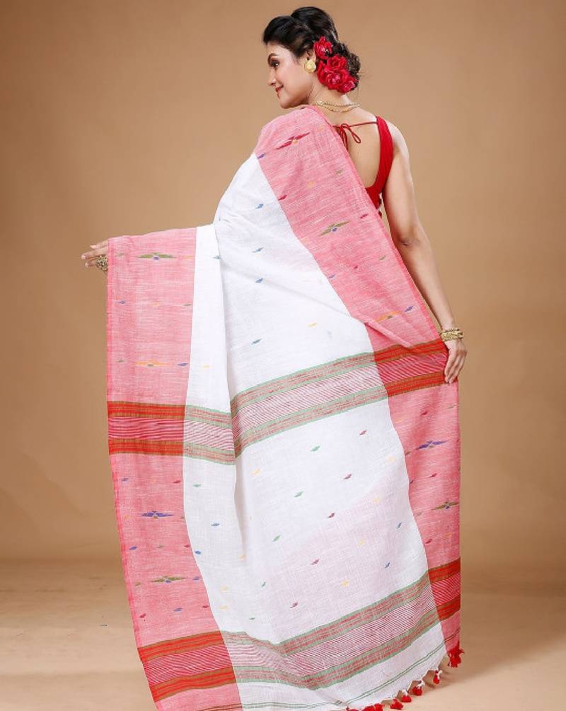 Woven design pure cotton khadi saree