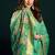 Sea green cotton blend saree with floral meenakari pallu and gold zari border