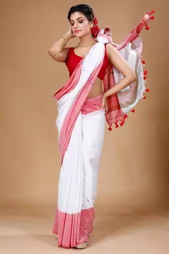 Woven design pure cotton khadi saree