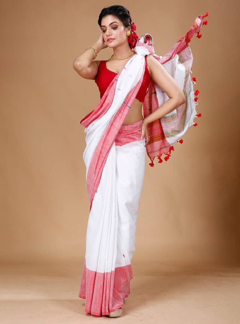 Woven design pure cotton khadi saree