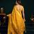 Mustard cotton blend saree with floral meenakari pallu and gold zari border