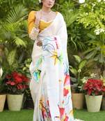 Floral printed kanjeevaram saree