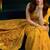Mustard cotton blend saree with floral meenakari pallu and gold zari border