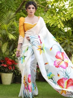 Floral printed kanjeevaram saree 2