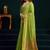 Light green cotton blend saree with floral meenakari pallu and gold zari border
