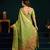 Light green cotton blend saree with floral meenakari pallu and gold zari border