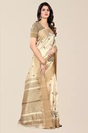 floral zari silk cotton mysore silk saree