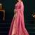 Pink cotton blend saree with floral meenakari pallu and gold zari border