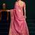 Pink cotton blend saree with floral meenakari pallu and gold zari border