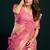 Pink cotton blend saree with floral meenakari pallu and gold zari border