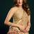 Beige cotton blend saree with floral meenakari pallu and gold zari border