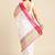 White & pink geometric design pure cotton taant saree