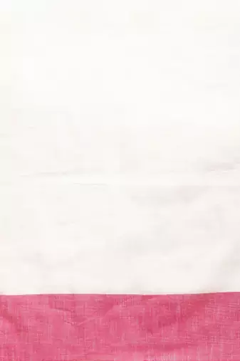 White & pink geometric design pure cotton taant saree