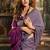 Lavender cotton blend saree with contrast pallu & unstiched blouse piece