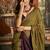 Mehendi green cotton blend saree with contrast pallu & unstiched blouse piece