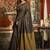 Coffee brown cotton blend saree with contrast pallu & unstiched blouse piece