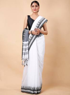 Woven design ethnic motifs pure cotton saree 4