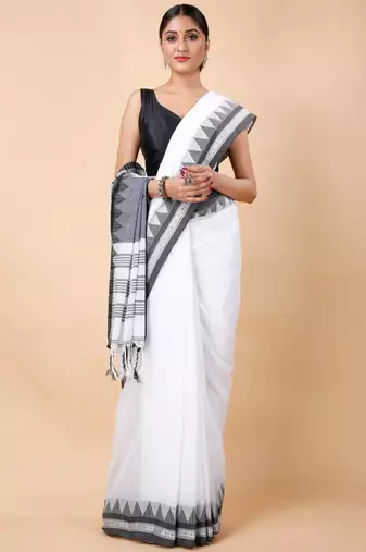 Woven design ethnic motifs pure cotton saree