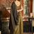 Coffee brown cotton blend saree with contrast pallu & unstiched blouse piece