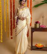 Tissue kasavu solid tissue saree