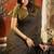 Coffee brown cotton blend saree with contrast pallu & unstiched blouse piece