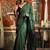Dark green cotton blend saree with contrast pallu & unstiched blouse piece