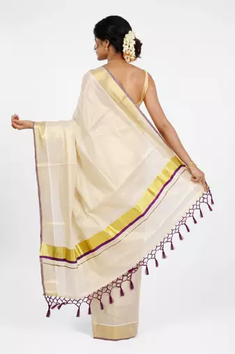 Tissue kasavu solid tissue saree