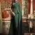 Dark green cotton blend saree with contrast pallu & unstiched blouse piece