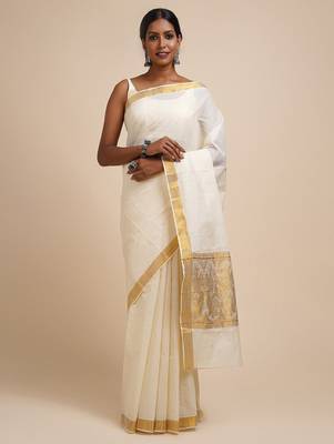 Zari cotton kasavu saree 1