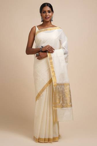 Zari cotton kasavu saree