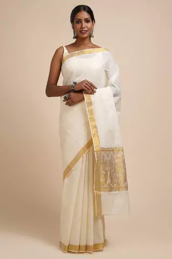 Zari cotton kasavu saree