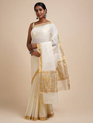Zari cotton kasavu saree 2
