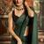 Dark green cotton blend saree with contrast pallu & unstiched blouse piece