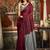 Maroon cotton blend saree with contrast pallu & unstiched blouse piece