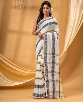 Woven design pure cotton taant saree 1