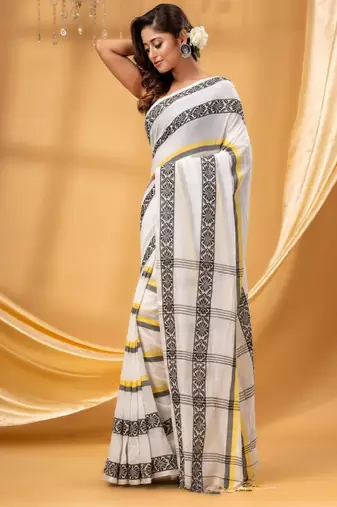 Woven design pure cotton taant saree