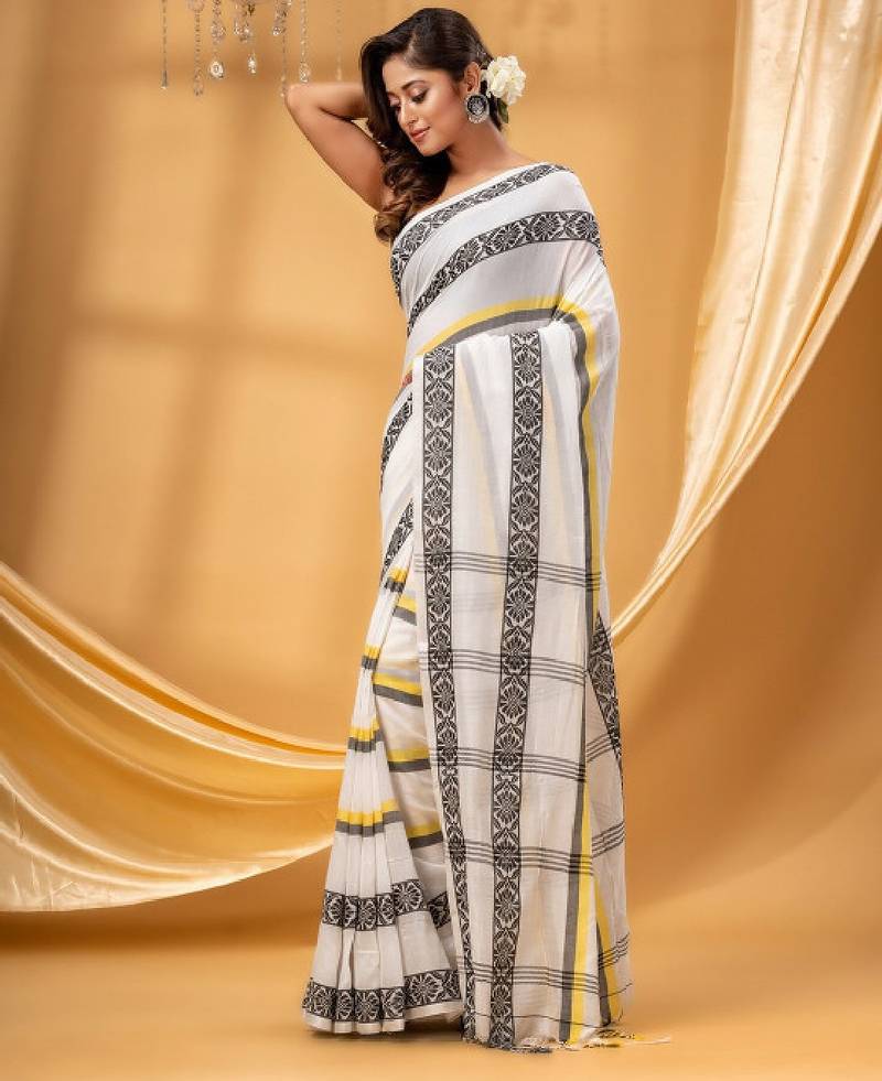 Woven design pure cotton taant saree